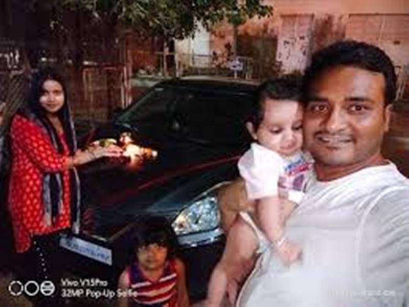 Shyam Dehati with Maruti Suzuki Baleno car