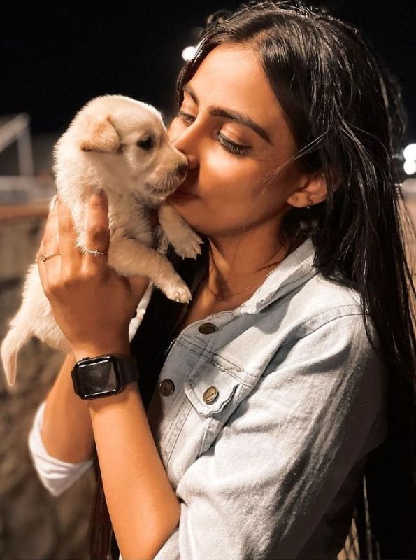 Simran Khan with her pet dog