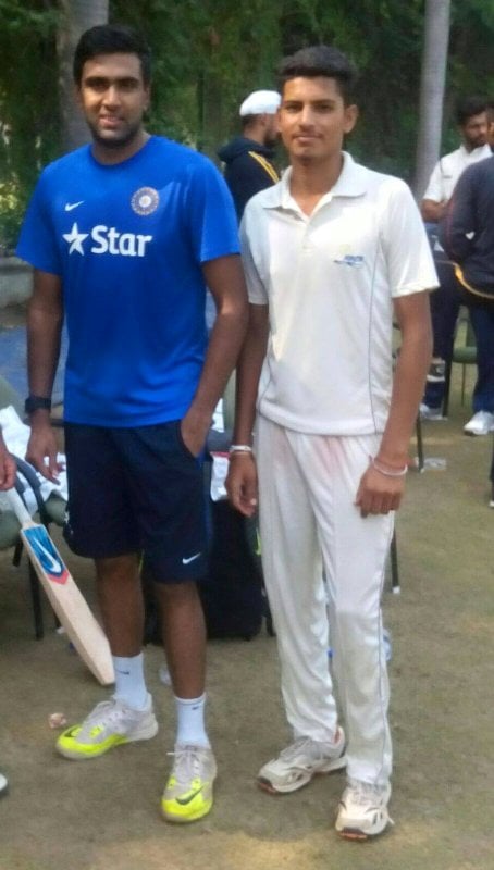 Vaibhav Arora with R Ashwin during his academy days