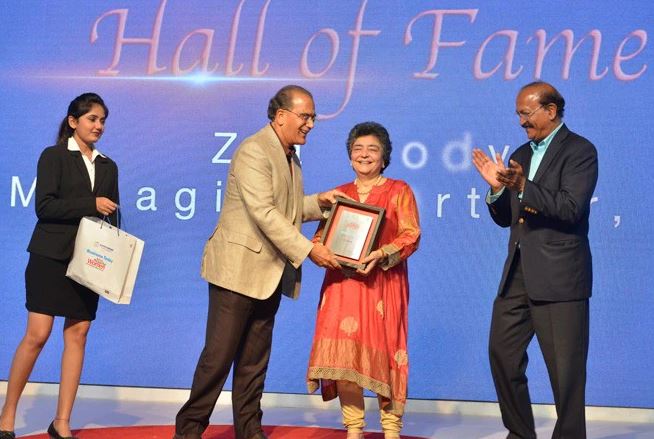 (From left) Aroon Purie, Chairman, India Today Group, Zia Mody, founder and managing partner, AZB & Partners, and Raj Chengappa, Group Editorial Director (Publishing), India Today Group at Business Today Most Powerful Women awards