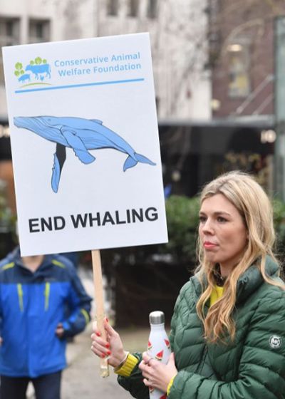Carrie Symonds protesting against whaling