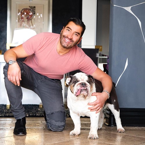 James Khuri with his pet dog