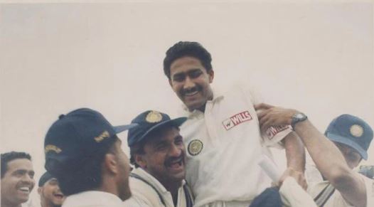 Javagal Srinath and Anil Kumble during a Test match against Pakistan in 1999