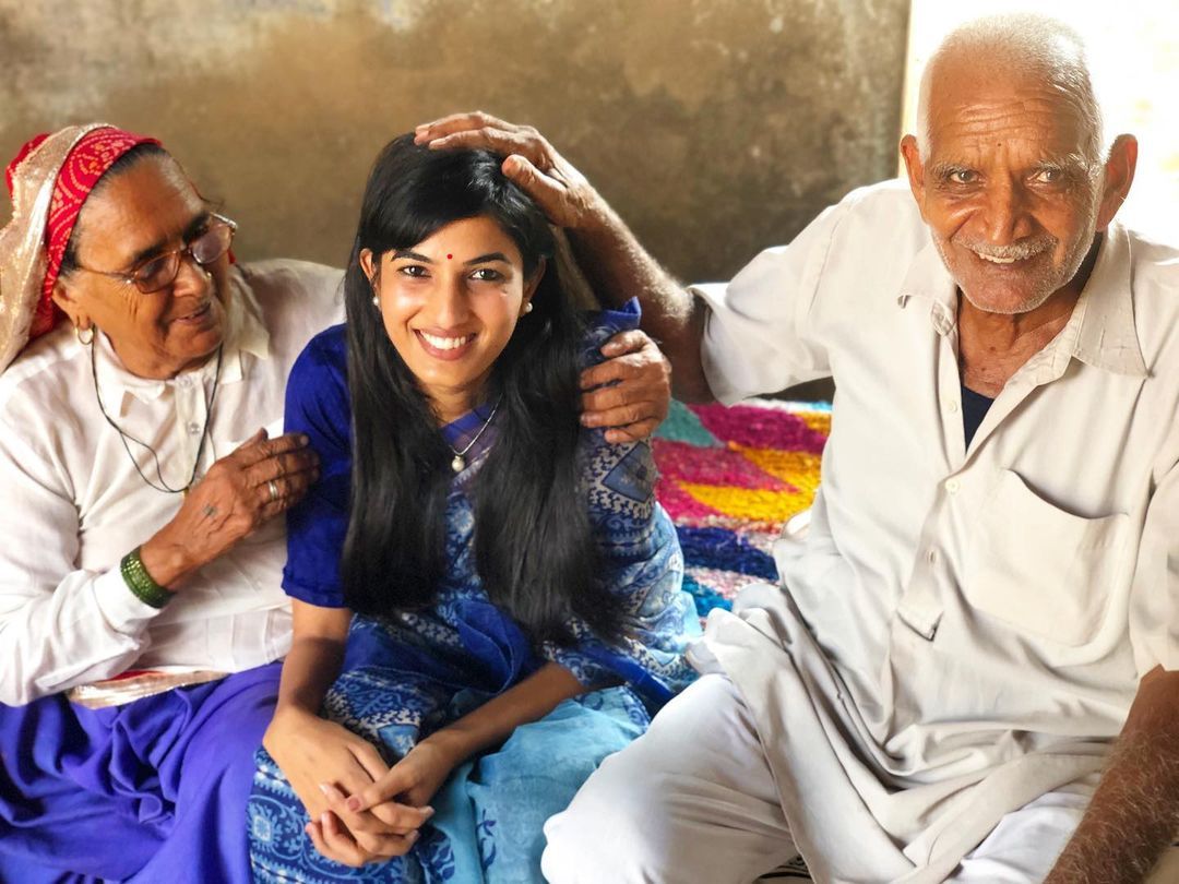 Jyoti Yadav with her grandparents 