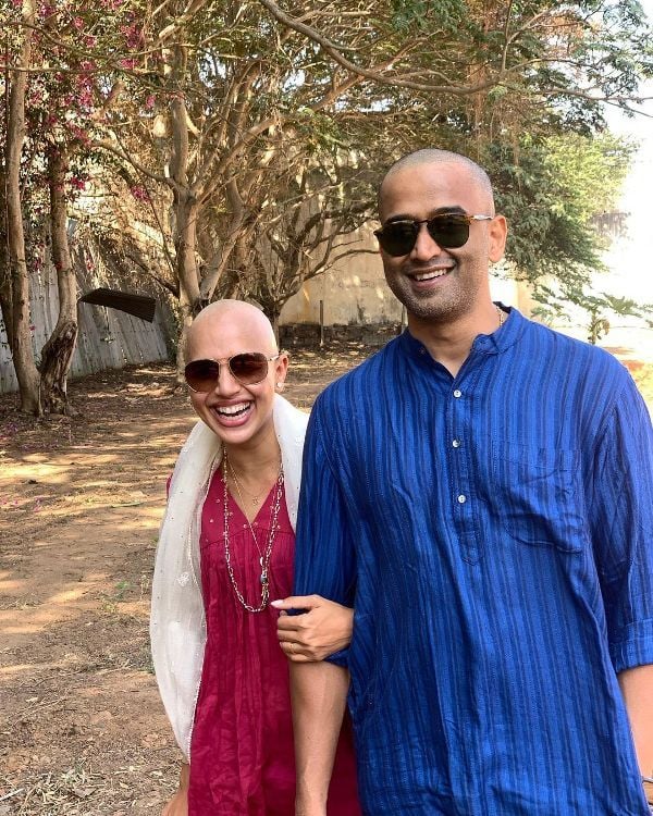 Nithin Kamath shared a picture with his wife after she was diagnosed with breast cancer