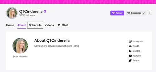 QTCinderella's Twitch profile