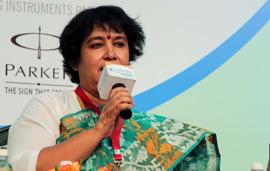 Taslima while speaking to the news reporters in 2015