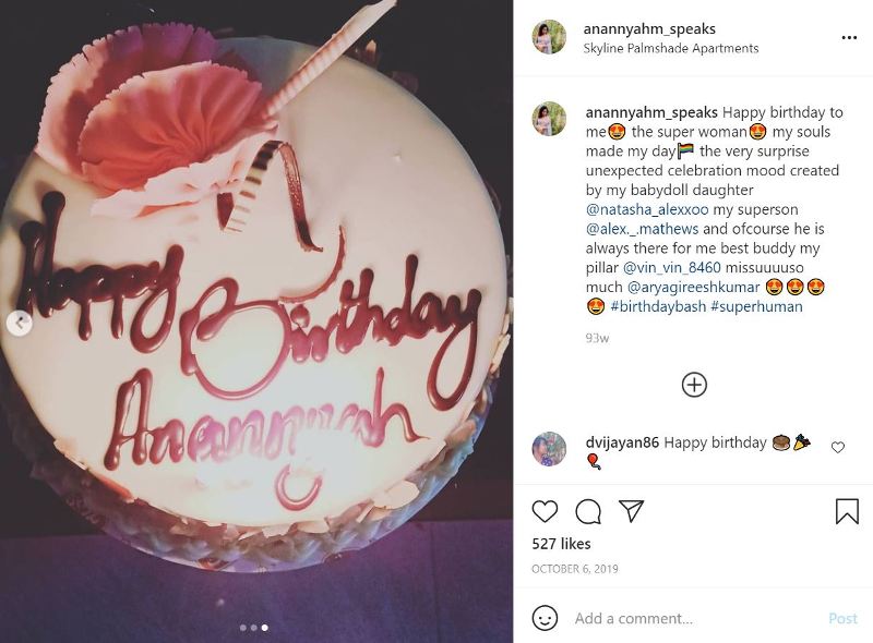 Anannyah Instagrammed a picture of her birthday cake