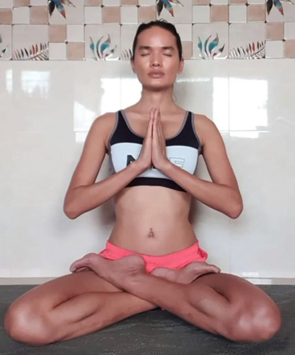 Anjali Lama practicing Yoga