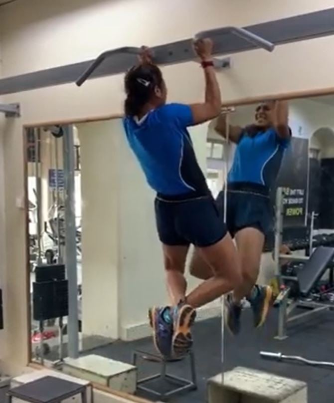 Ankita Raina while gymming