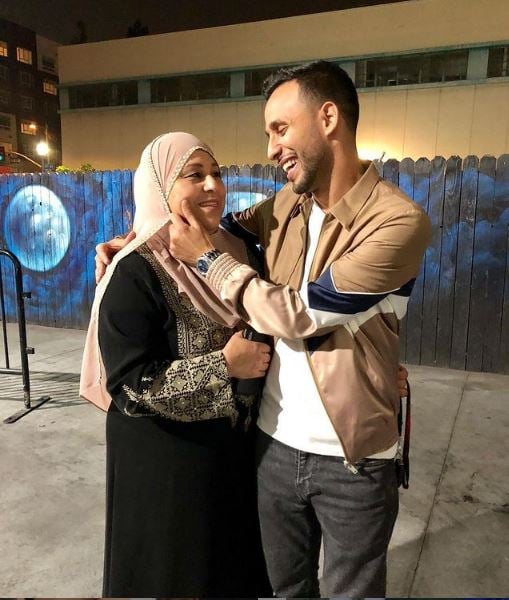 Anwar Jibawi with his mother