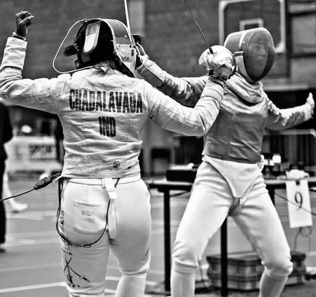Bhavani Devi while playing fencing