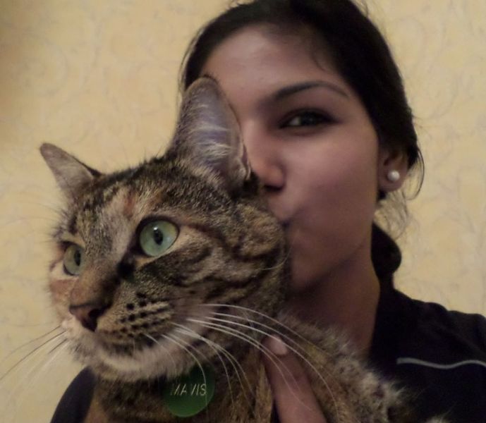 Bhavani Devi with her pet cat