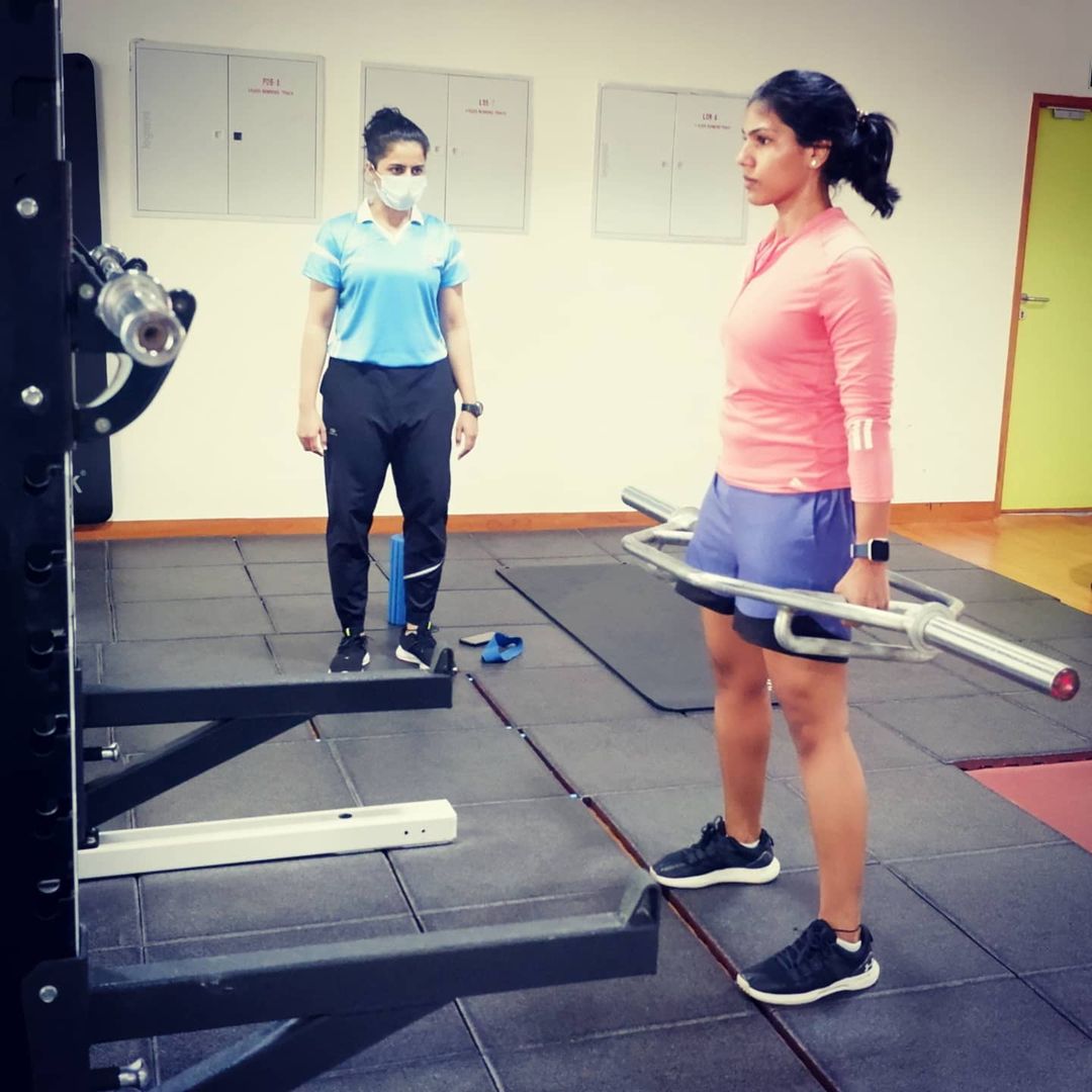 Bhavani Devi while gymming