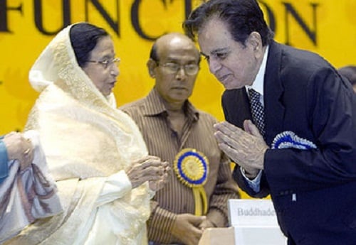 Dilip Kumar receiving the 54th National Film Award