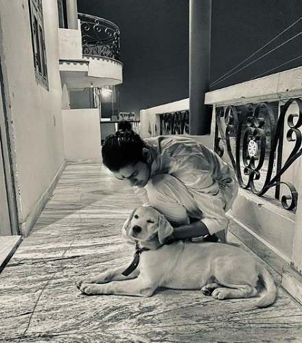 Divyansh Singh Panwar with his pet dog