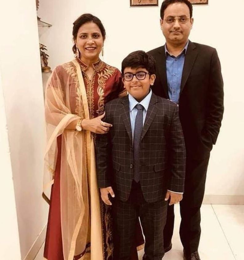 Dr Vikas Divyakirti with his wife and son