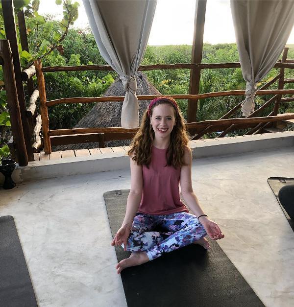 Hayley Arceneaux while doing yoga.