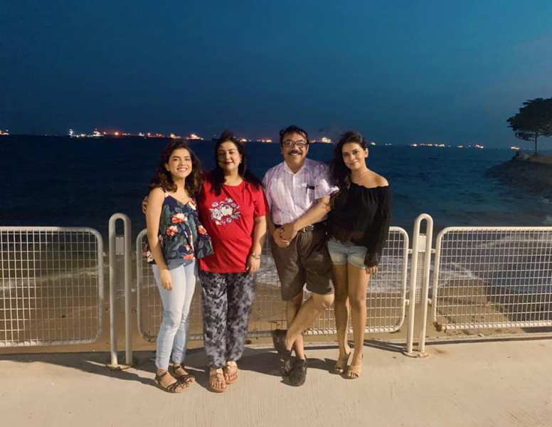 Ritwika Gupta with her parents and sister