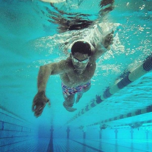 Sajan Prakash swimming in free style