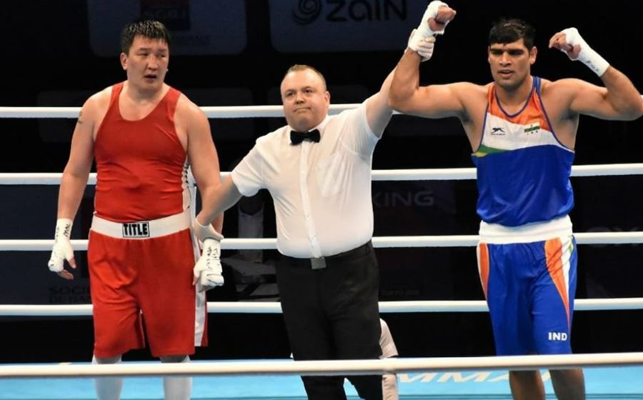 Satish Kumar after winning a boxing match