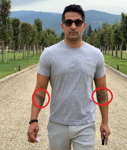 Shakeel Ladak's tattoos on his arms