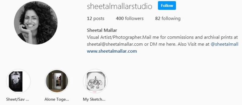 Sheetal Mallar Studio Instagram Page