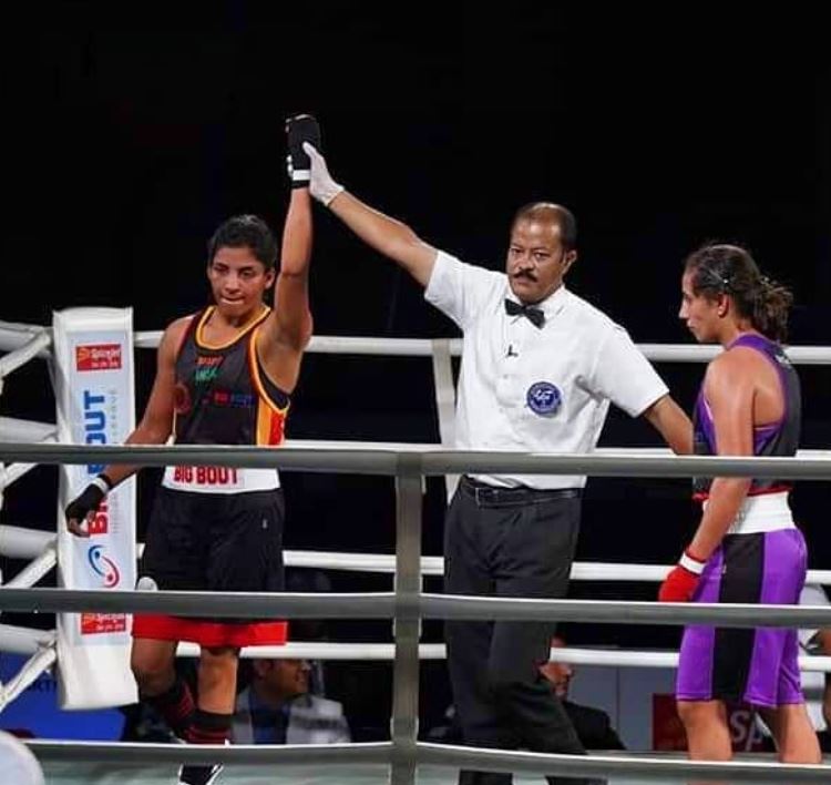 Simranjit Kaur in a boxing event