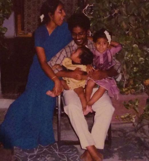 Sirisha Bandla in childhood with her family