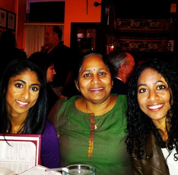 Sirisha Bandla with her mother and sister