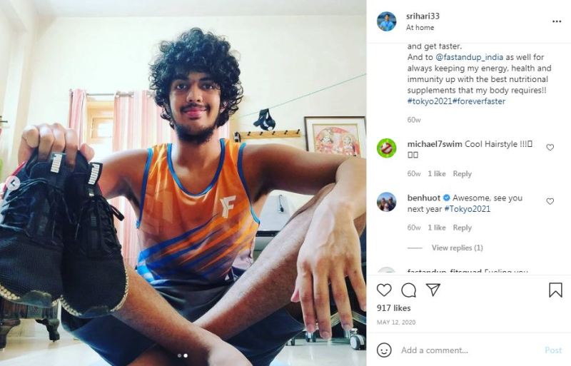 Srihari Nataraj promoting Puma India on his Instagram account