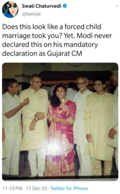 Swati Chaturvedi's fake tweet of PM Modi and his alleged wife