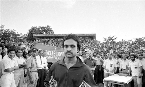 Yashpal Sharma during a trophy distribution ceremony after the match