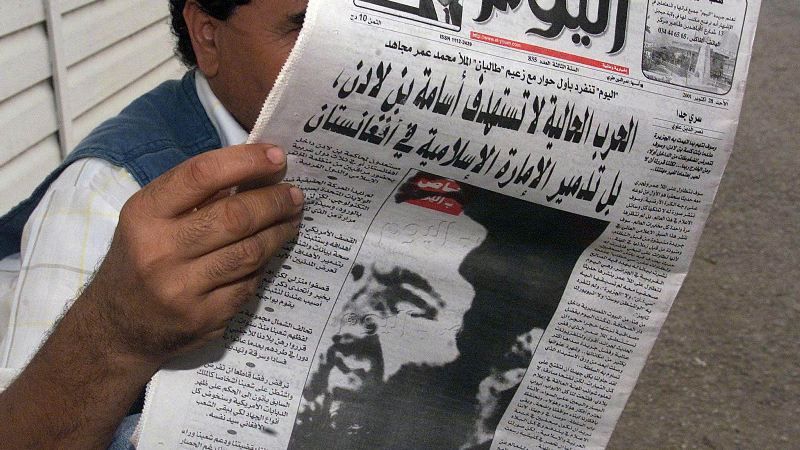 A newspaper displaying the news about Mullah Mohammed Omar's death