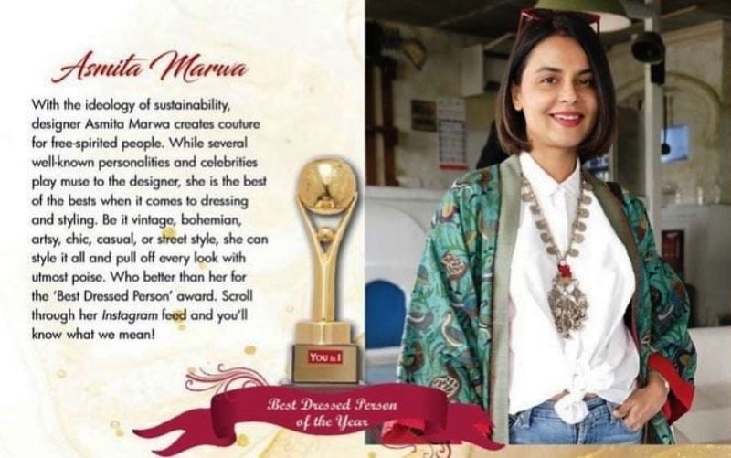 Asmita Marwa awarded by the You and I magazine