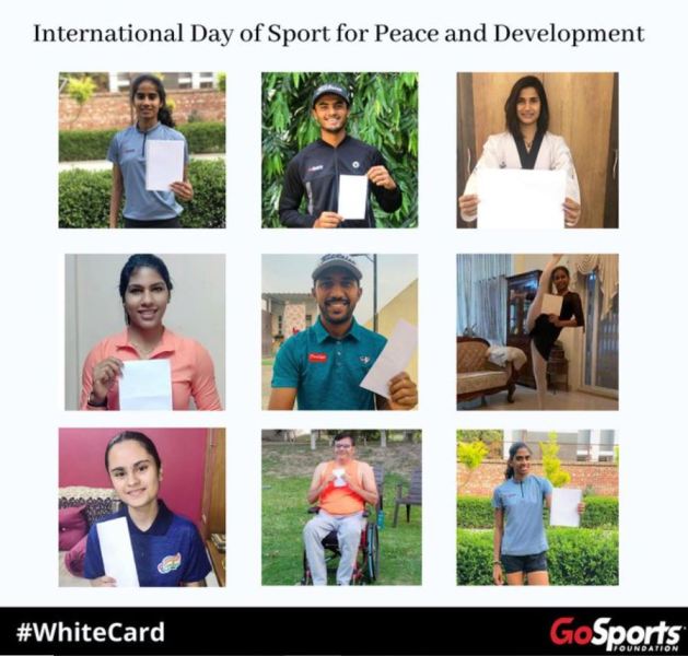 Avani while showing her white card being given by GoSports Foundation