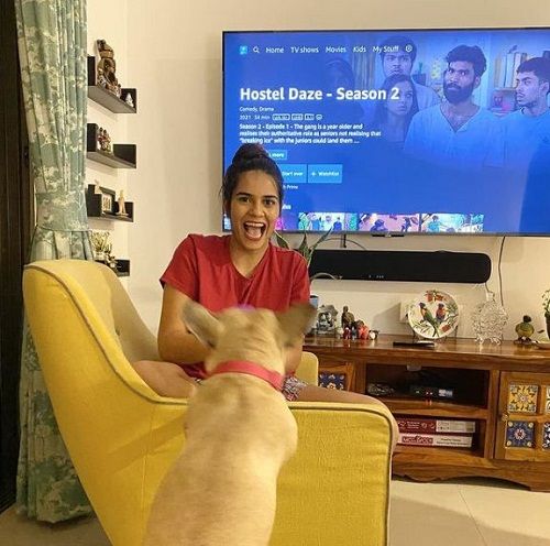 Ayushi Gupta with her pet dog