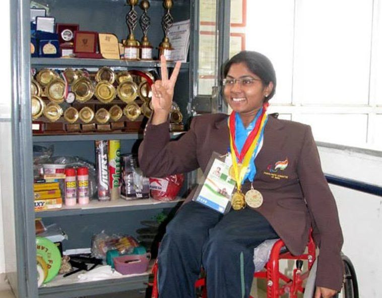 Bhavina Patel with her medals and trophies