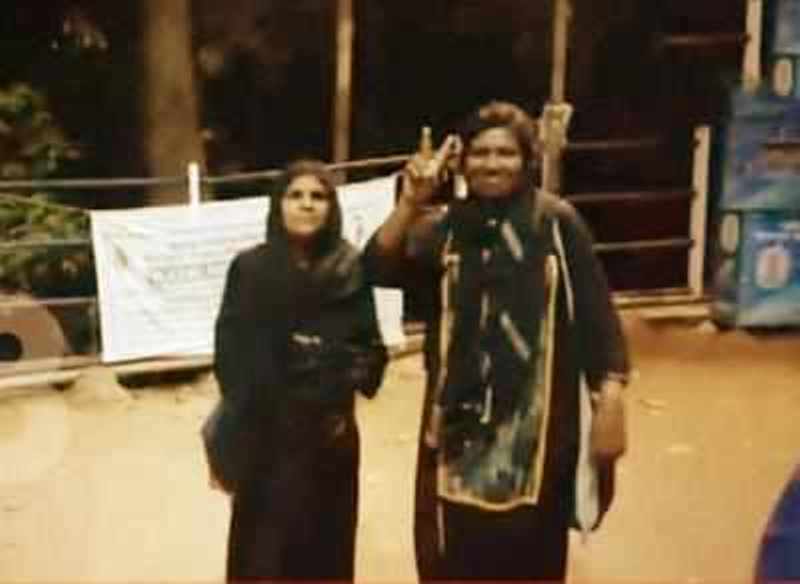 Bindu Ammini and Kanakadurga while showing victory sign after their successful entry into the Sabarimala Ayyappa temple