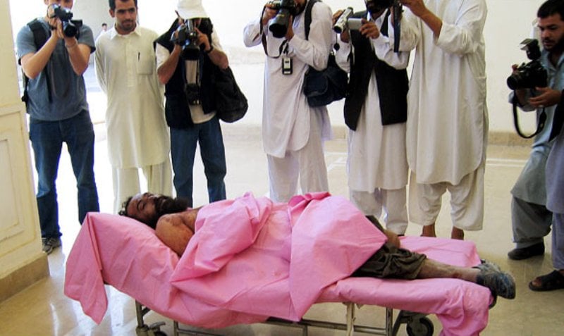 Bullet-riddled corpse of Mullah Dadullah Akhund