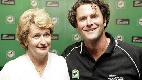 Chris Cairns with his mother, Sue Wilson