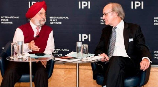 Hardeep Singh Puri during a talk session at the International Peace Institute (IPI)