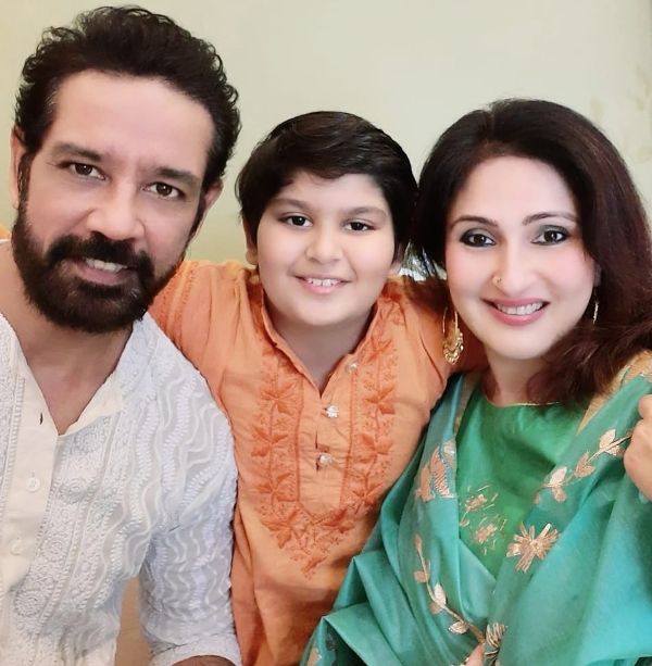 Juhi Babbar with he son and husband