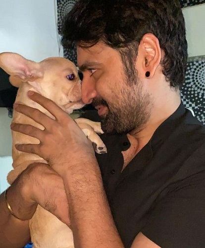Karan Nath with his pet dog