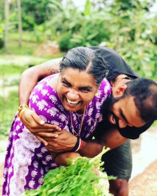 P. R. Sreejesh with his mother