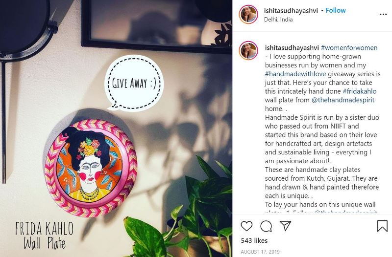 A home decor brand being endorsed by Ishita Yashvi on her Instagram account