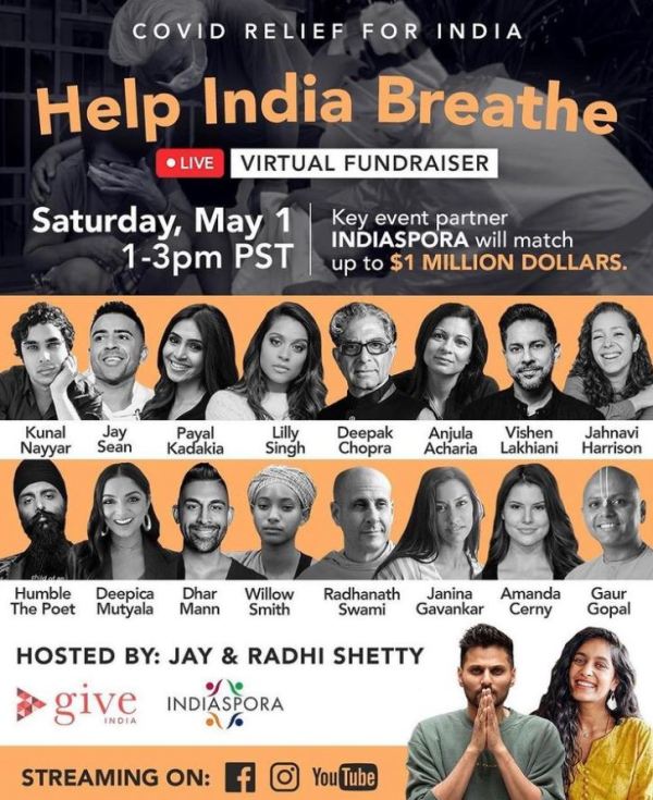 Deepica Mutyala on the poster of Help India Breathe donation campaign