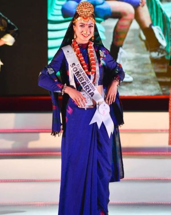 Eksha Kerung representing her village at Miss Sikkim 2018