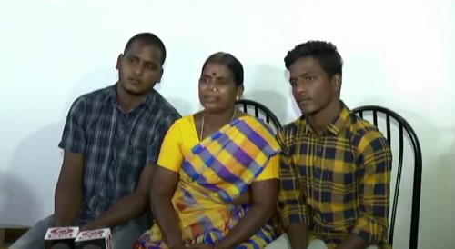 Mariyappan's mother, Saroja, and his brothers