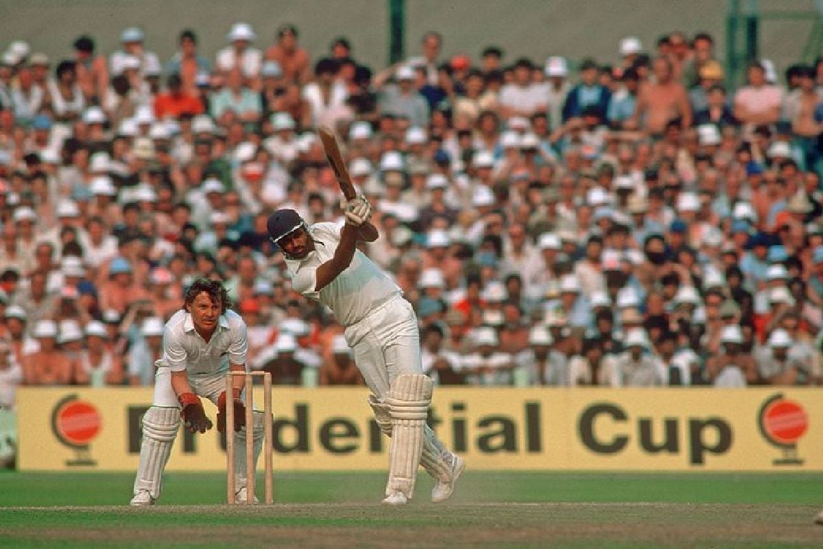 Mohinder Amarnath during the crucial knock of 46 runs in the Semis of the 1983 World Cup against the England